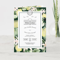 Lemon Floral Monogram Emerald Green Wedding geklap