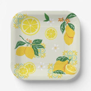 Lemon Floral Pappteller
