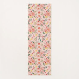 Lemon Floral pink Peony rustikales Muster Monogram Yogamatte