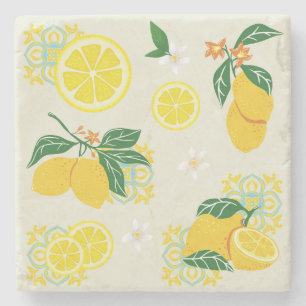 Lemon Floral Steinuntersetzer
