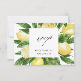 Lemon Floral w Meal RSVP Karte