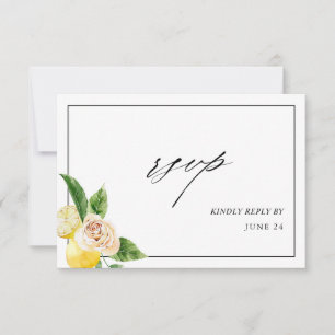 Lemon Floral w Meal RSVP Karte 2