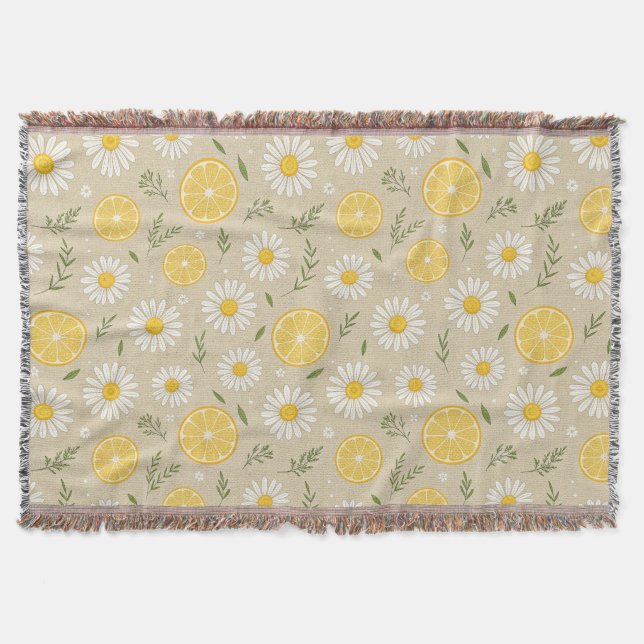 Lemon Floral weiß daisy Muster Decke (Vorderseite)