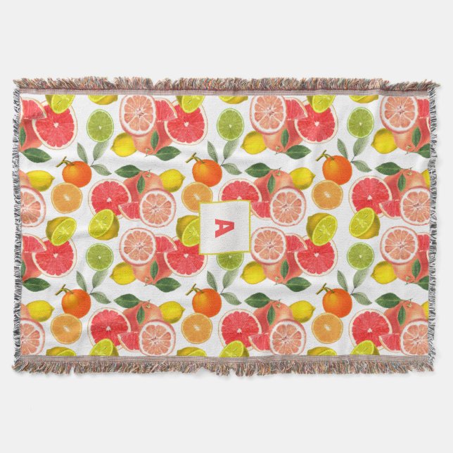 Lemon  Floral white daisy Pattern monogram Decke (Vorderseite)