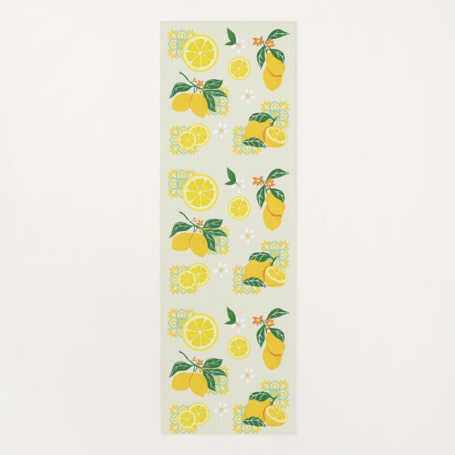 Lemon Floral Yogamatte (Vorderseite)