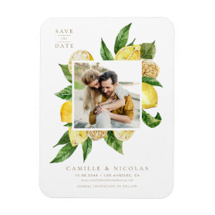 Lemon Frame Botanisches Foto Save the Date Magnet