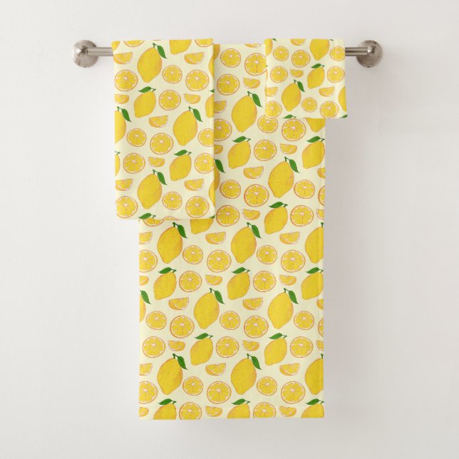 LEMON FRESH FRUIT PATTERN BAD TOWEL SET (Insitu)