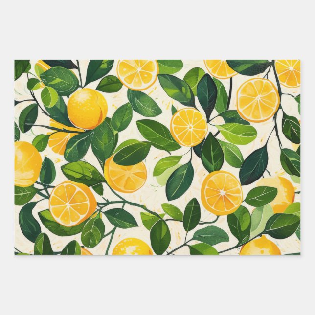 Lemon Fresh Wrapping Paper" Geschenkpapier Set (Vorderseite)