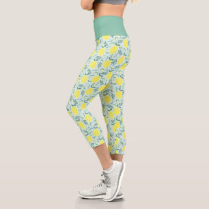 Lemon frische botanische Muster capri Leggings