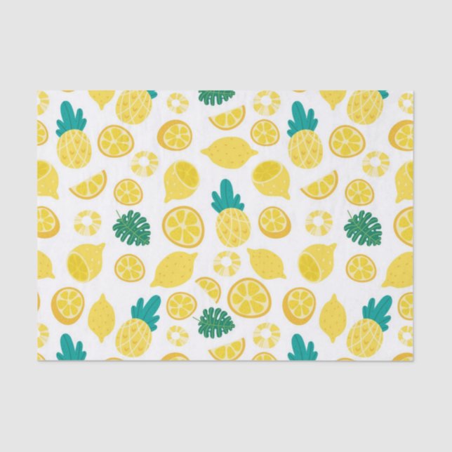 Lemon Frucht Muster Dekoupage Tissue Seidenpapier (Vorderseite)