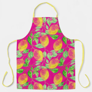 Lemon Fruchtmuster gelb pinkgrün Schürze