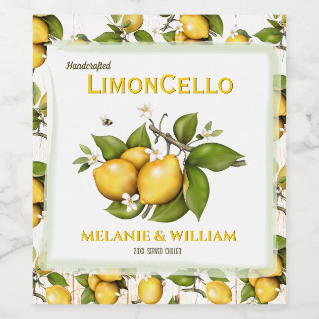 Lemon Fruit Botanical Weinetikett (Einzelnes Label)