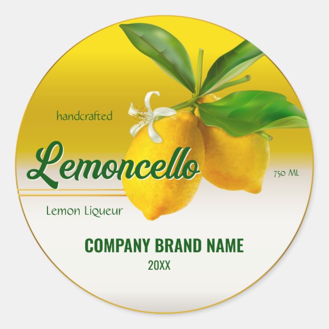 Lemon Fruit Lemoncello Runder Aufkleber (Vorderseite)