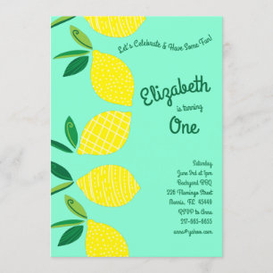 Lemon Fruit Niedlich Kids 1. Geburtstag Party Einladung