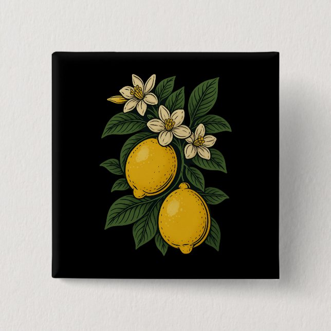 Lemon Fruit Vintag Art Lemon Farm Button (Vorderseite)