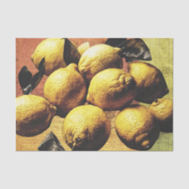 Lemon fruits on old paper tissue paper seidenpapier