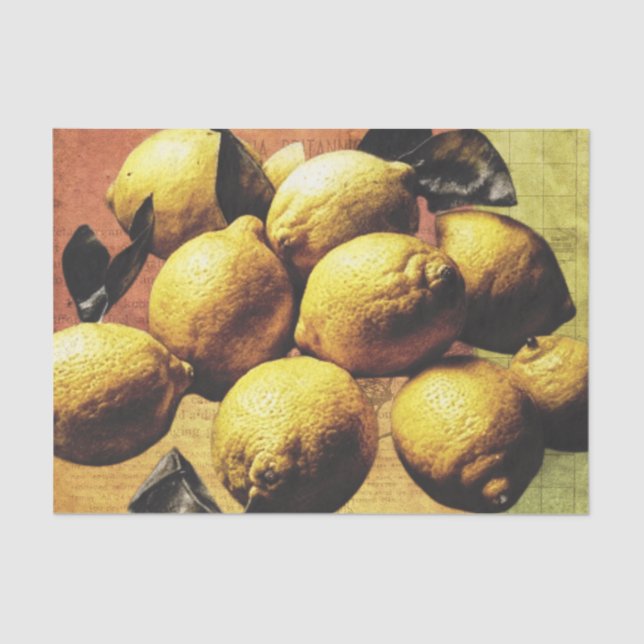 Lemon fruits on old paper tissue paper seidenpapier (Vorderseite)