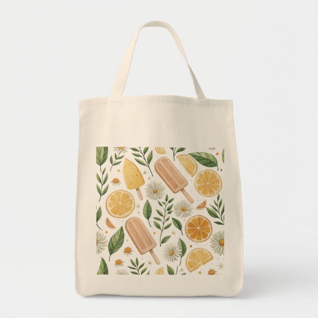 Lemon Garden Einkaufstasche – Wiederverwendbare fl (Vorne)