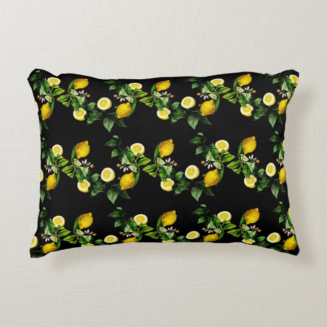 Lemon Garden Sommermuster Dekokissen (Vorderseite)
