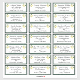 Lemon Garden White Wedding Guest Address Aufkleber