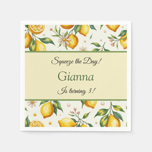 Lemon Geburtstag Napkins Squeeze der Tag Serviette (Vorderseite)