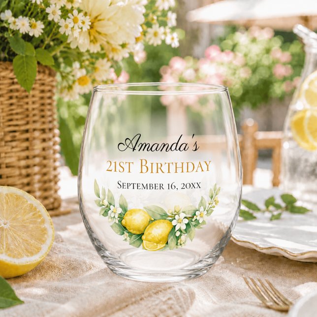 Lemon-Geburtstagsfeier Weinglas Ohne Stiel (Von Creator hochgeladen)