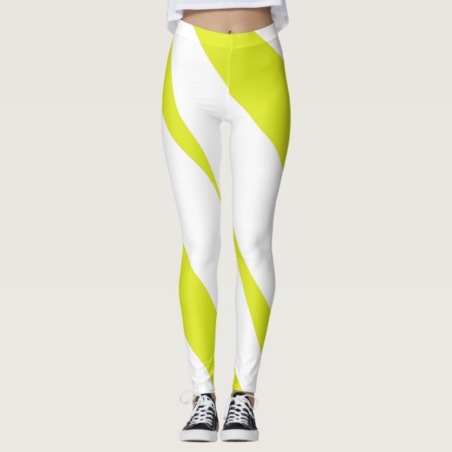 Lemon Gelb gestreifte Lebhaftigkeit Leggings (Vorderseite)