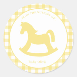 Lemon Gelb Gingham Geschlechtsneutraler Umschlag A Runder Aufkleber