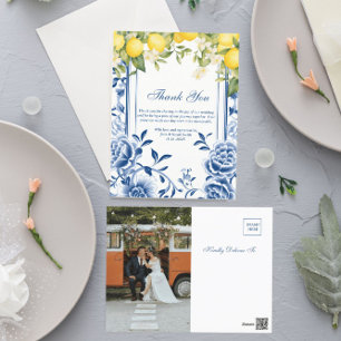 Lemon gelb und marineblau Hochzeit Vielen Dank Postkarte