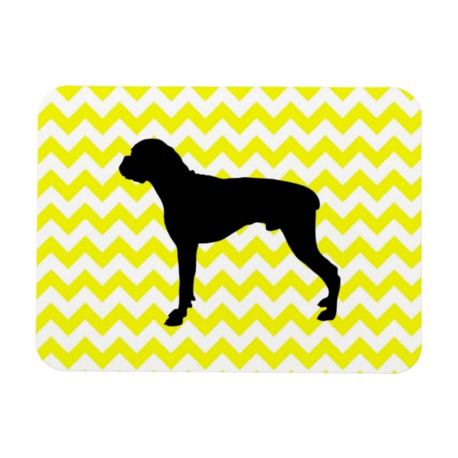 Lemon Gelb Zickzack mit Boxer-Silhouette Magnet (Horizontal)