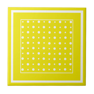 Lemon Gelbe Keramik Tile, weiße Polka Dosen Fliese