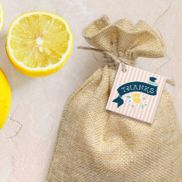Lemon Gelbe und rosa Streifen Niedliche Babydusche Geschenkanhänger