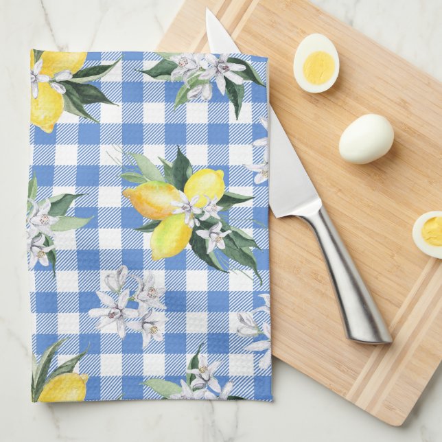 Lemon Gingham für die Dekoration der Sommerküche Geschirrtuch (Viertel Falte)