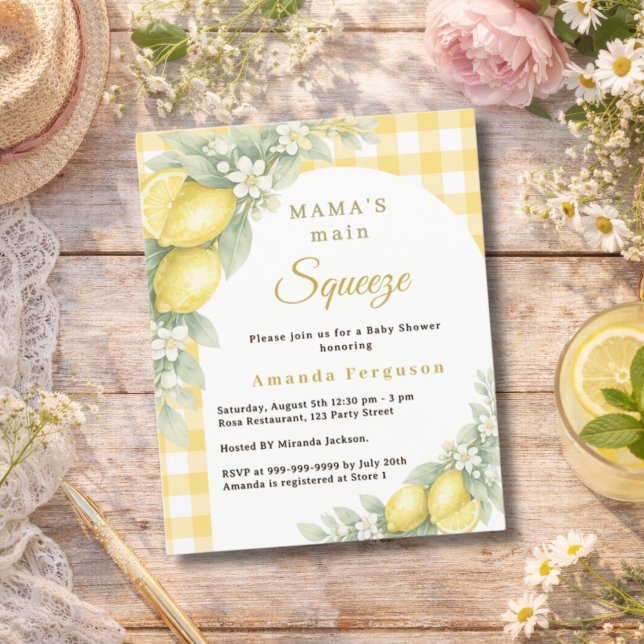 Lemon gingham main squeeze Baby Shower invitation (Von Creator hochgeladen)