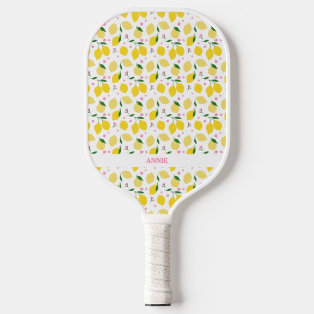 Lemon Gingham Personalisiert Pickleball Paddle (Vorderseite)