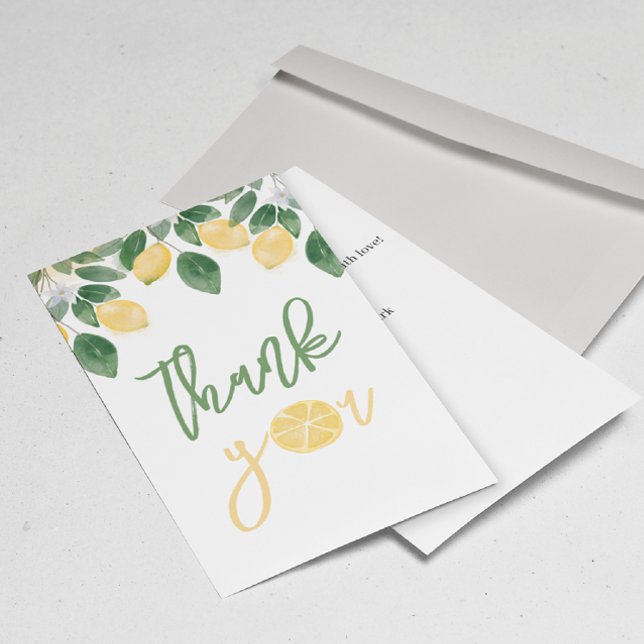 Lemon Girl Baby Dusche Vielen Dank Flachbild-Karte Dankeskarte (Von Creator hochgeladen)