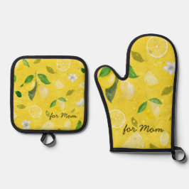 Lemon glückliche, fröhliche Küche - für Mama Ofenhandschuh & Topflappen-Set