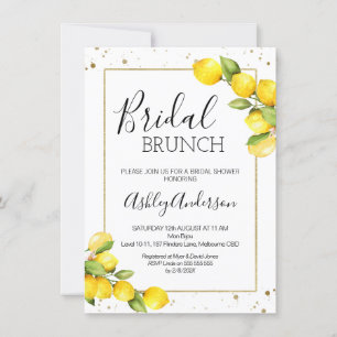 Lemon Gold Frame Bridal Brunch Brautparty Einladung