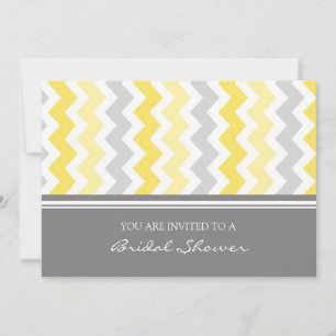 Lemon Gray Chevron Bridal Shower Invitation Cards Einladung