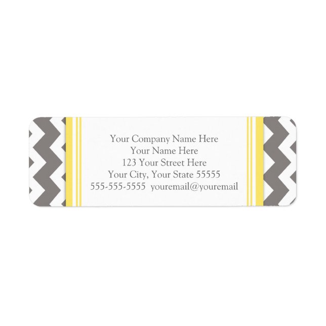Lemon Gray Chevrons Business Contact Info Labels (Vorne)