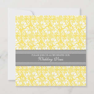 Lemon Gray Damask Wedding Vow Renewal Einladungen