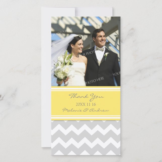 Lemon Gray Vielen Dank für Ihre Hochzeit Foto Card Dankeskarte (Vorderseite)
