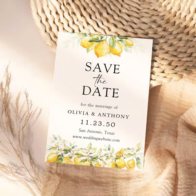 Lemon Green Citrus Save the Date Card (Von Creator hochgeladen)