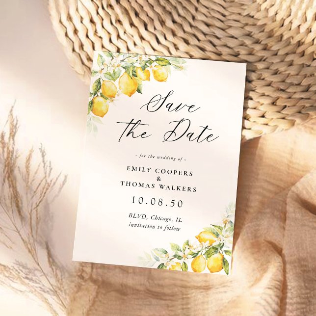 Lemon Green Citrus Save the Date Card (Von Creator hochgeladen)