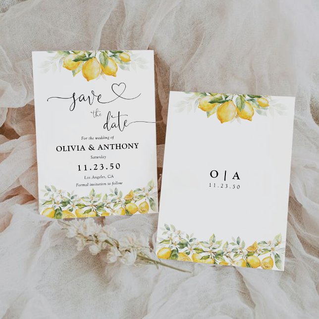 Lemon Green Citrus Save the Date Card (Von Creator hochgeladen)