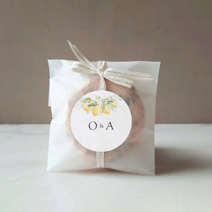 Lemon Green Citrus Wedding Classic Round Sticker