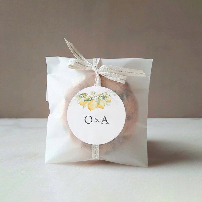 Lemon Green Citrus Wedding Classic Round Sticker (Von Creator hochgeladen)