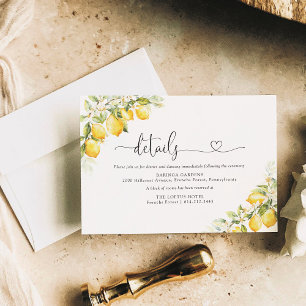 Lemon Green Citrus Wedding Details Card Begleitkarte