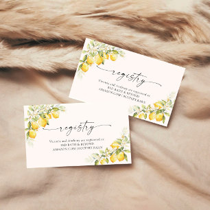 Lemon Green Citrus Wedding Registrierungskarte Begleitkarte