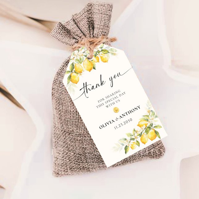 Lemon Green Citrus Wedding Zeremony Geschenk-Tag Geschenkanhänger (Von Creator hochgeladen)